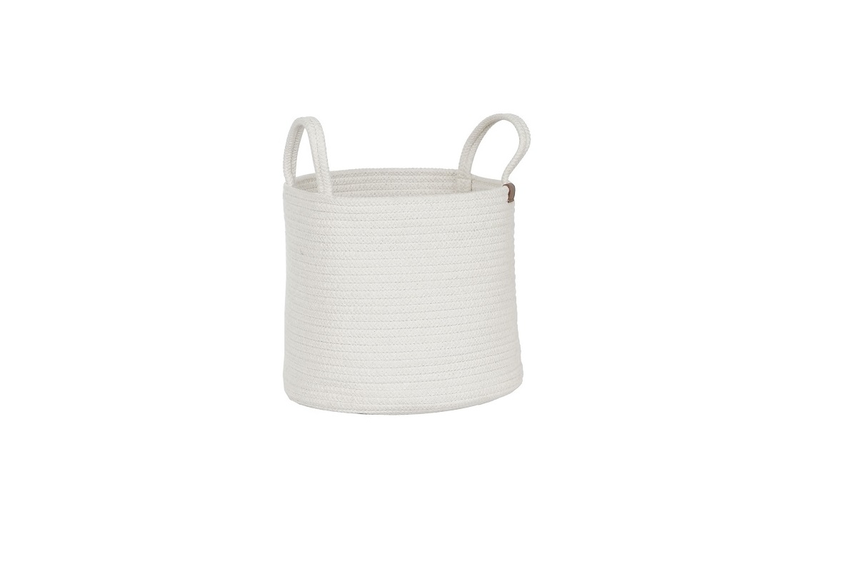 CESTA  ALGODON 30X30X28 CON ASAS BLANCO